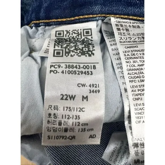 Levi’s Women RIBCAGE Blue Super High Rise Ankle Jeans Plus Size 22W Stretch - Picture 12 of 14